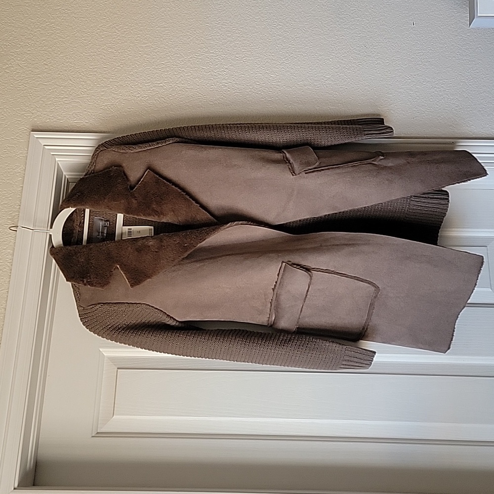 NWT Anthropologie Faux Suede/Fur Sweater